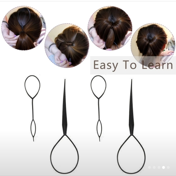 NEW》6 Piece Hair Braiding DIY Styling Tools French braids, pull thrus, bun maker - Picture 5 of 8